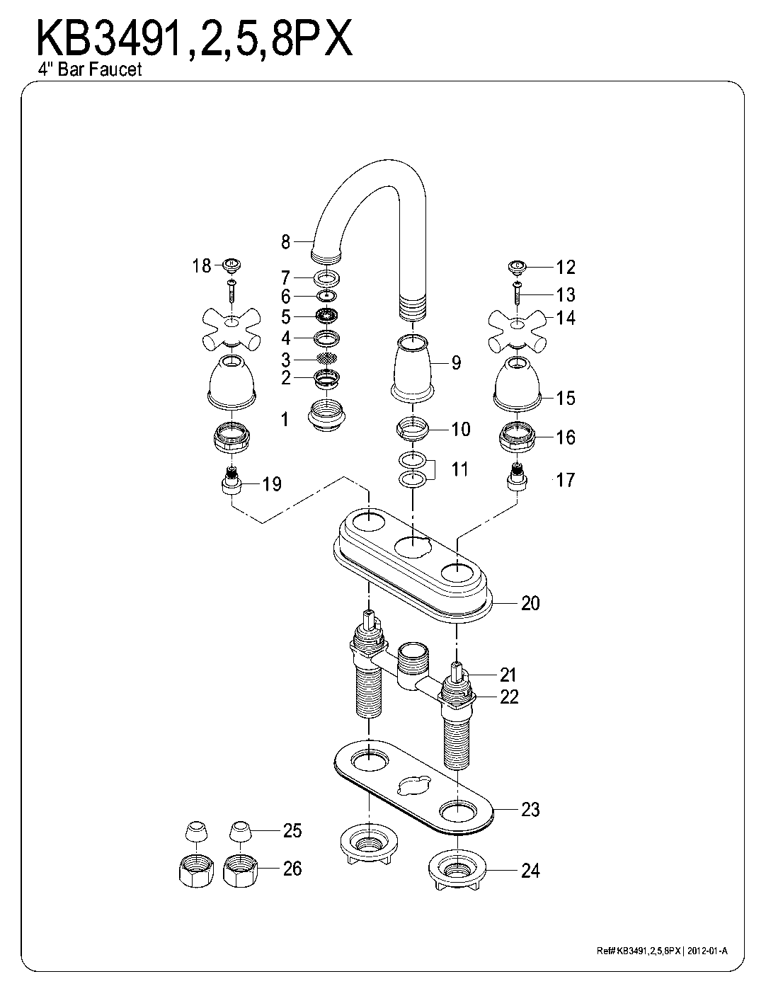 Restoration KB3495PX exploded parts diagram