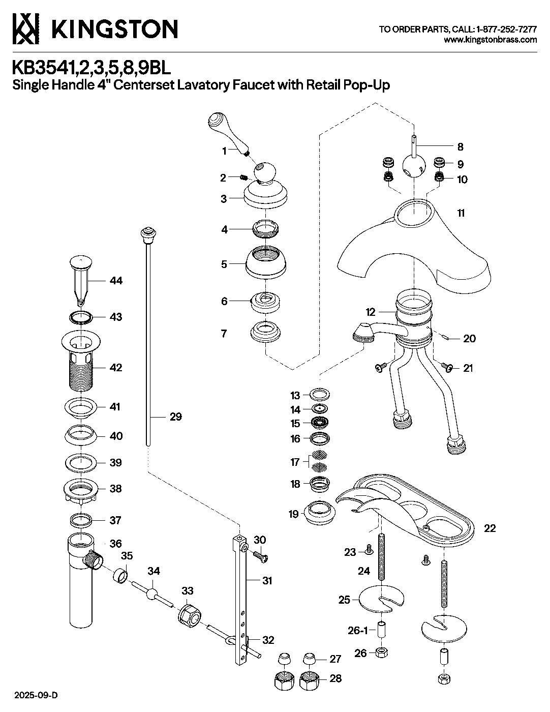 Vintage KB3541BL exploded parts diagram