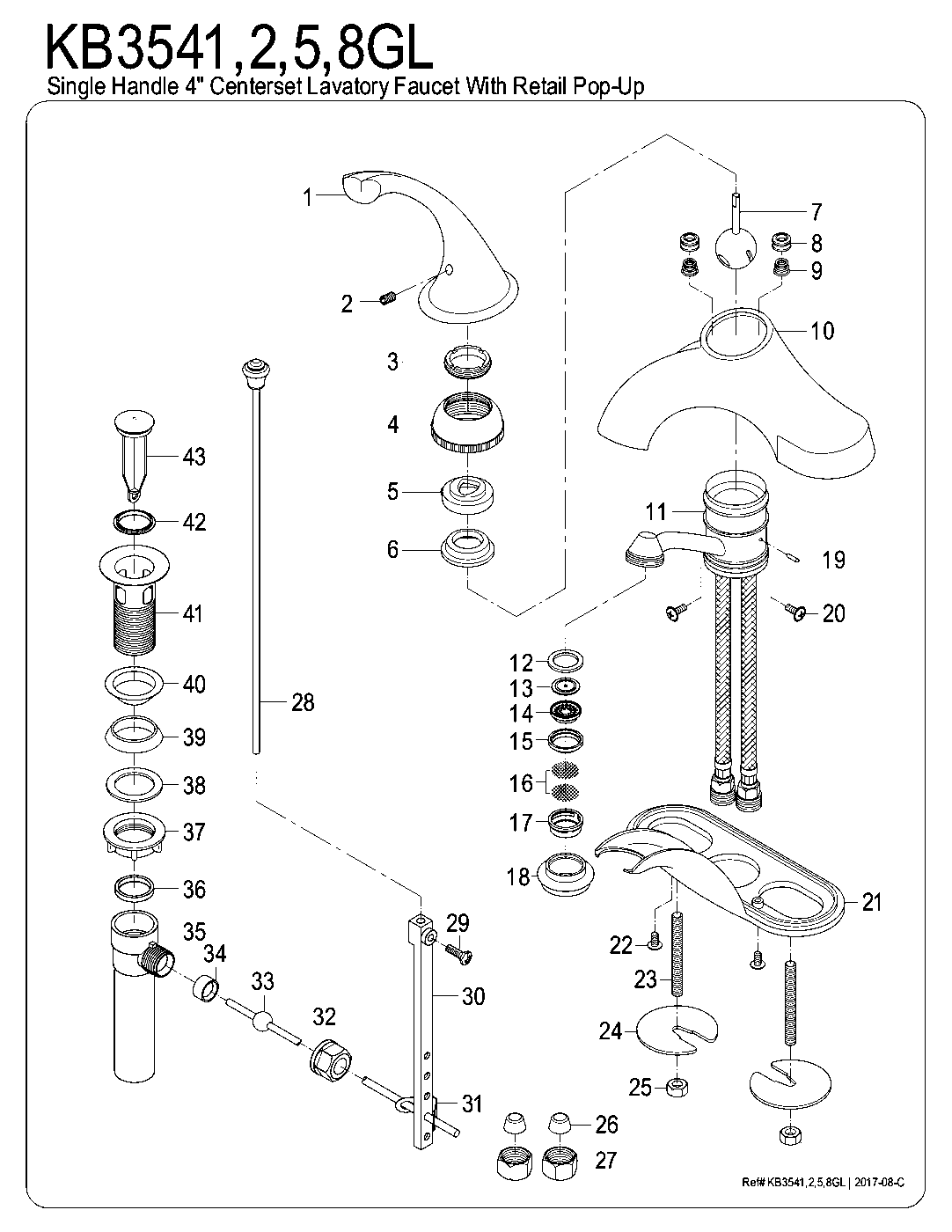Georgian KB3541GL exploded parts diagram