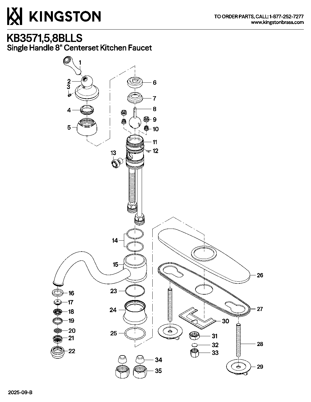 Restoration KB3571BLLS exploded parts diagram