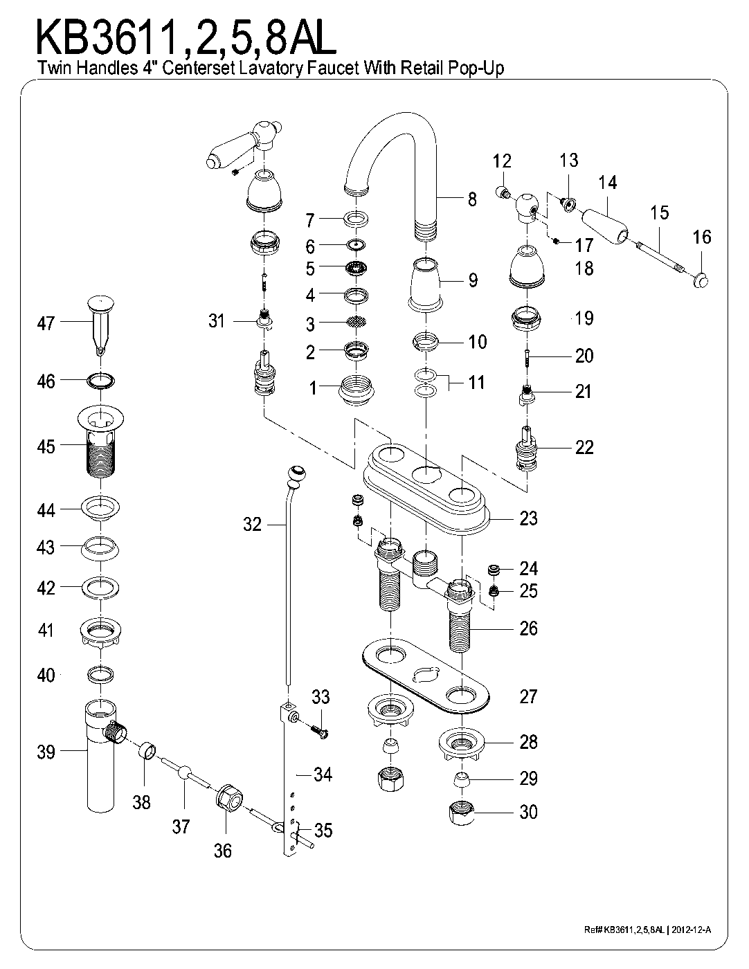 Restoration KB3611AL exploded parts diagram