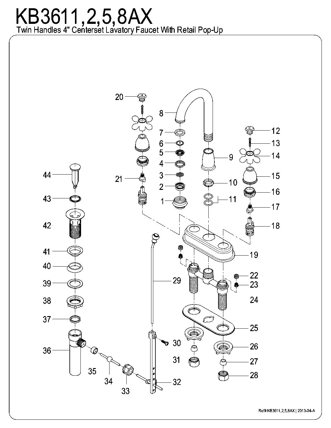 Restoration KB3611AX exploded parts diagram