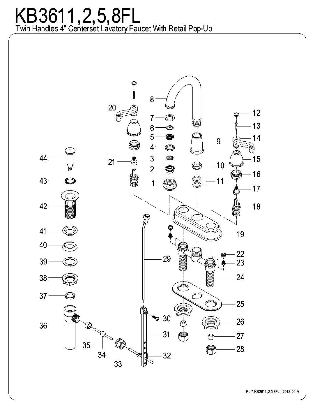 Royale KB3611FL exploded parts diagram