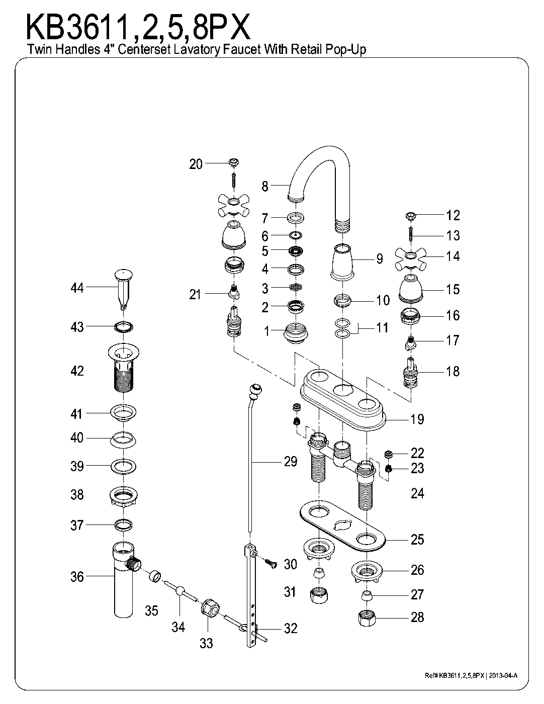 Restoration KB3611PX exploded parts diagram