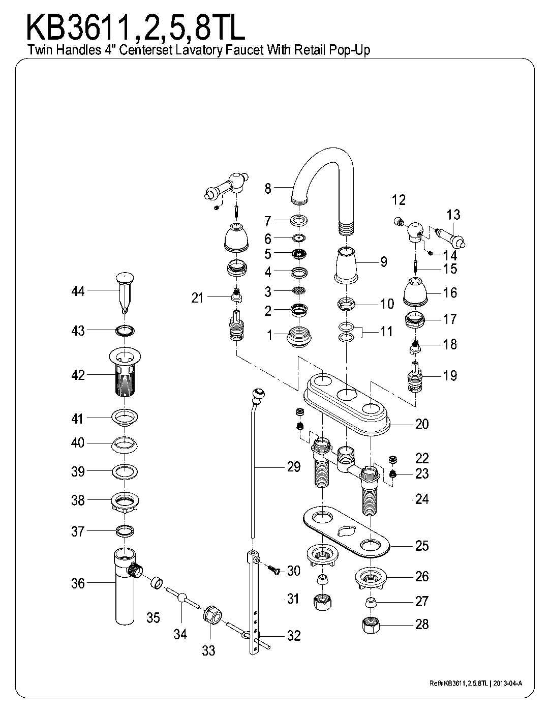 Vintage KB3611TL exploded parts diagram
