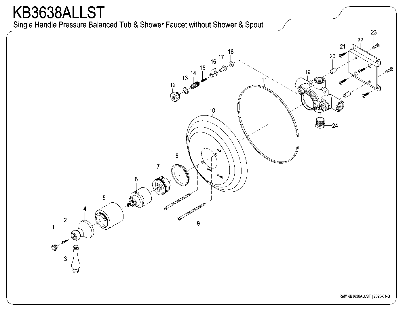 Restoration KB3638ALLST exploded parts diagram