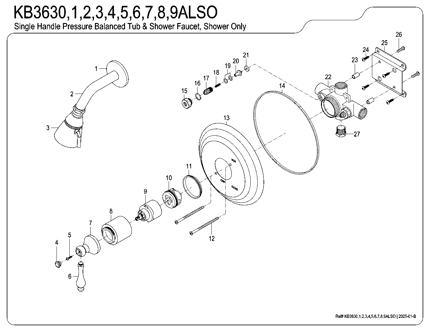 Restoration KB3630ALSO exploded parts diagram