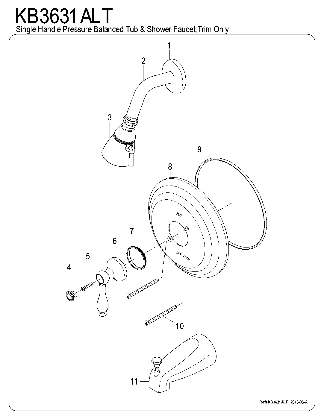 Vintage KB3631ALT exploded parts diagram