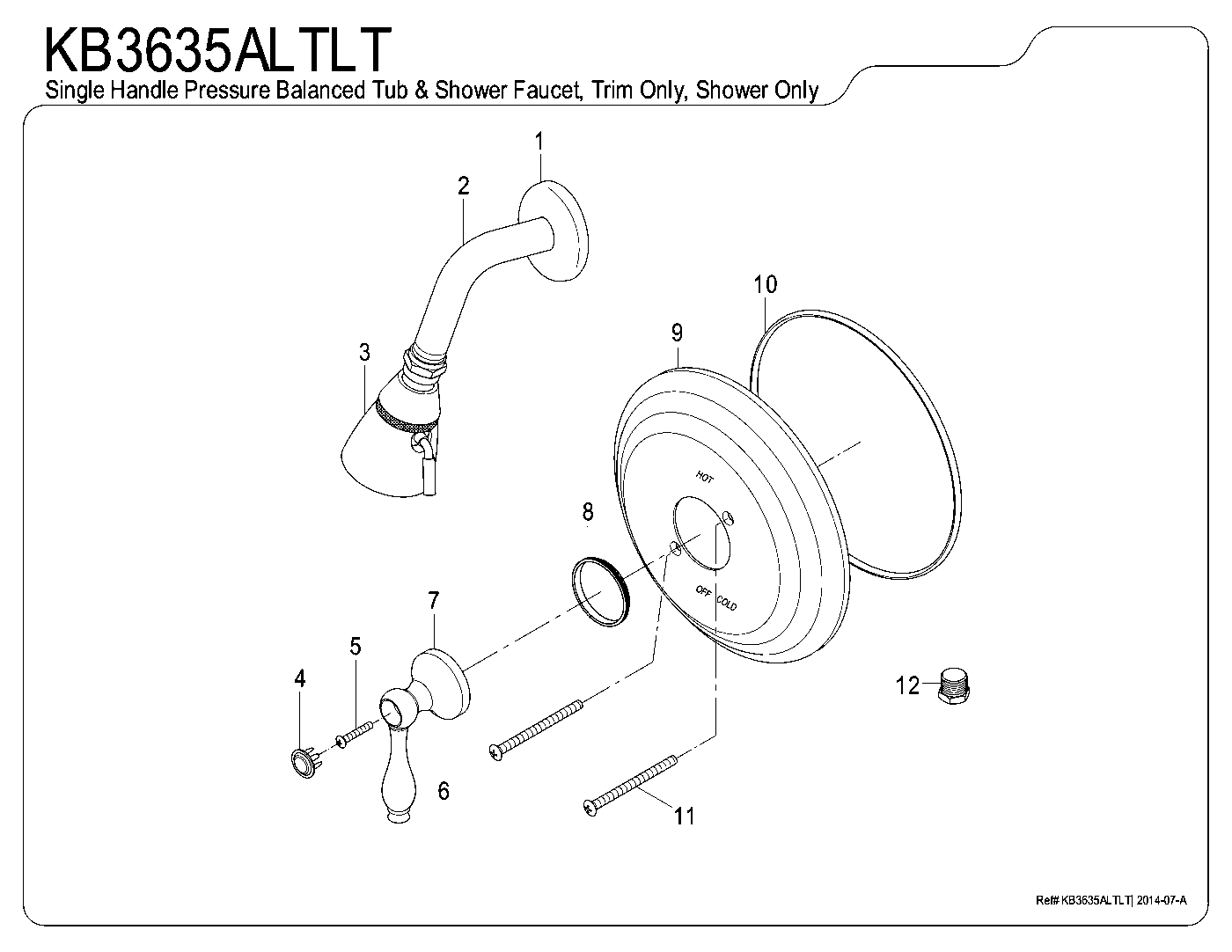 Kingston Brass KB3635ALTLT exploded parts diagram
