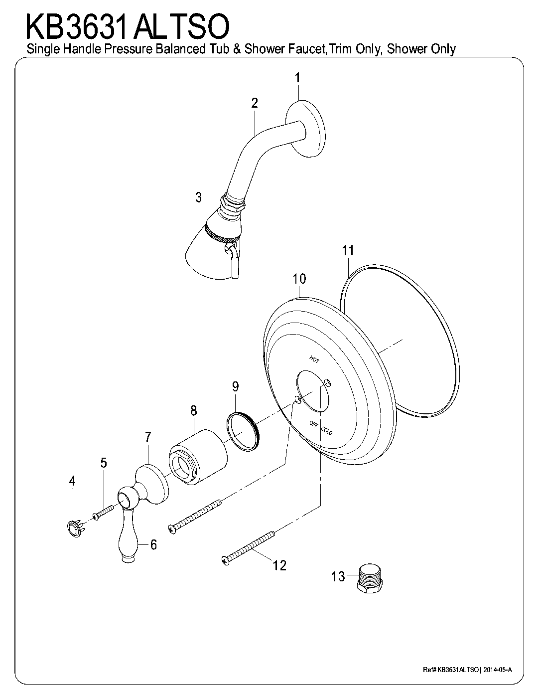 Kingston Brass KB3631ALTSO exploded parts diagram