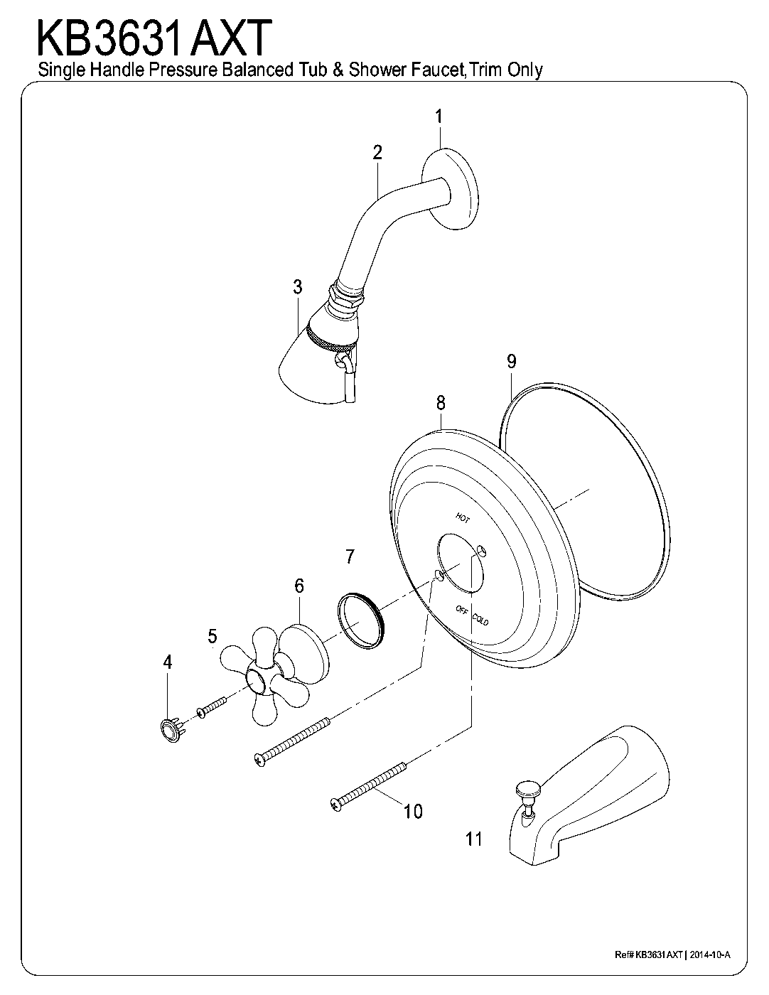 Kingston Brass KB3631AXT exploded parts diagram