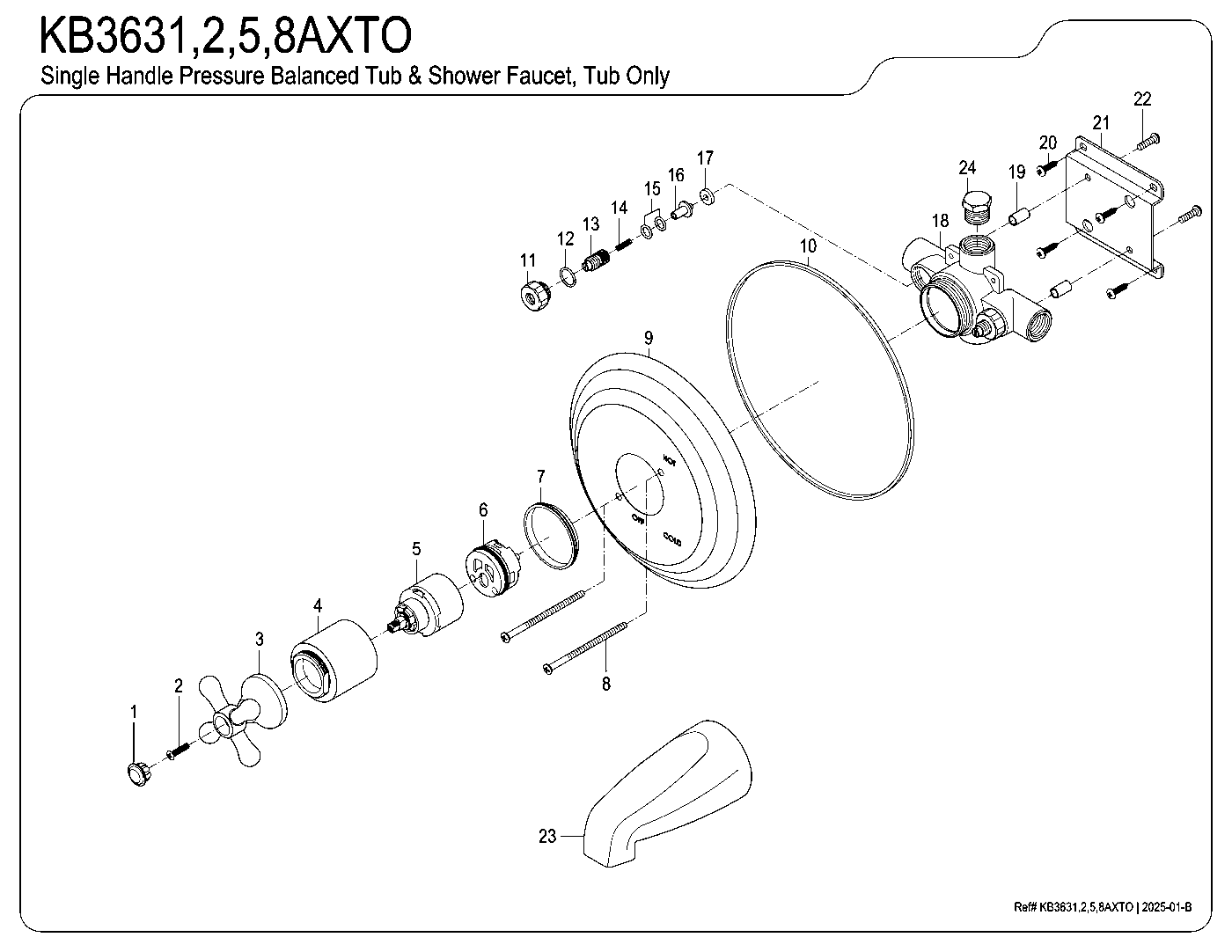 Vintage KB3631AXTO exploded parts diagram