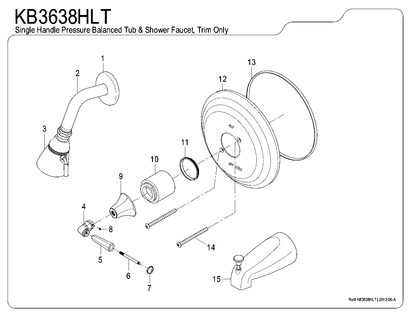 Kingston Brass KB3638HLT exploded parts diagram