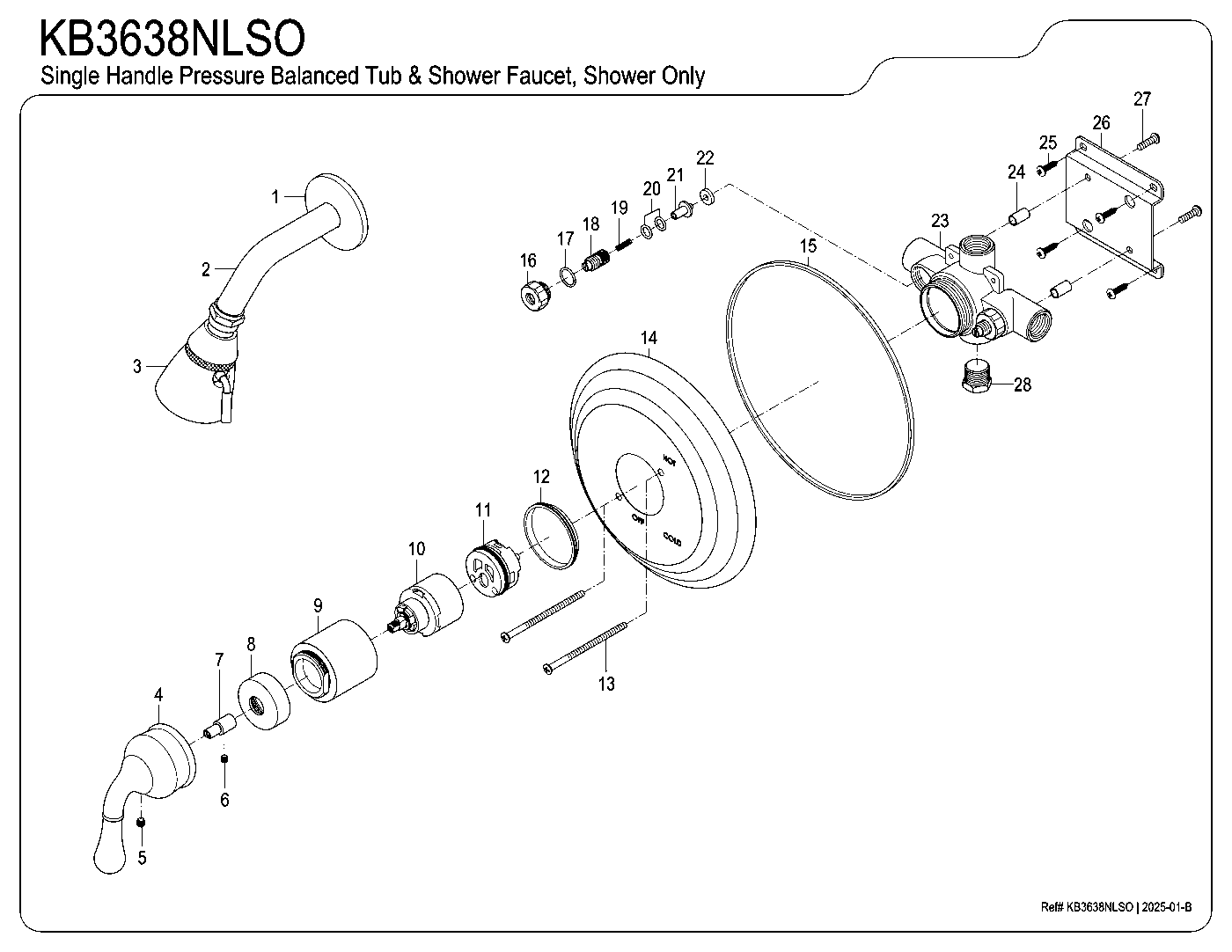 Kingston Brass KB3638NLSO exploded parts diagram