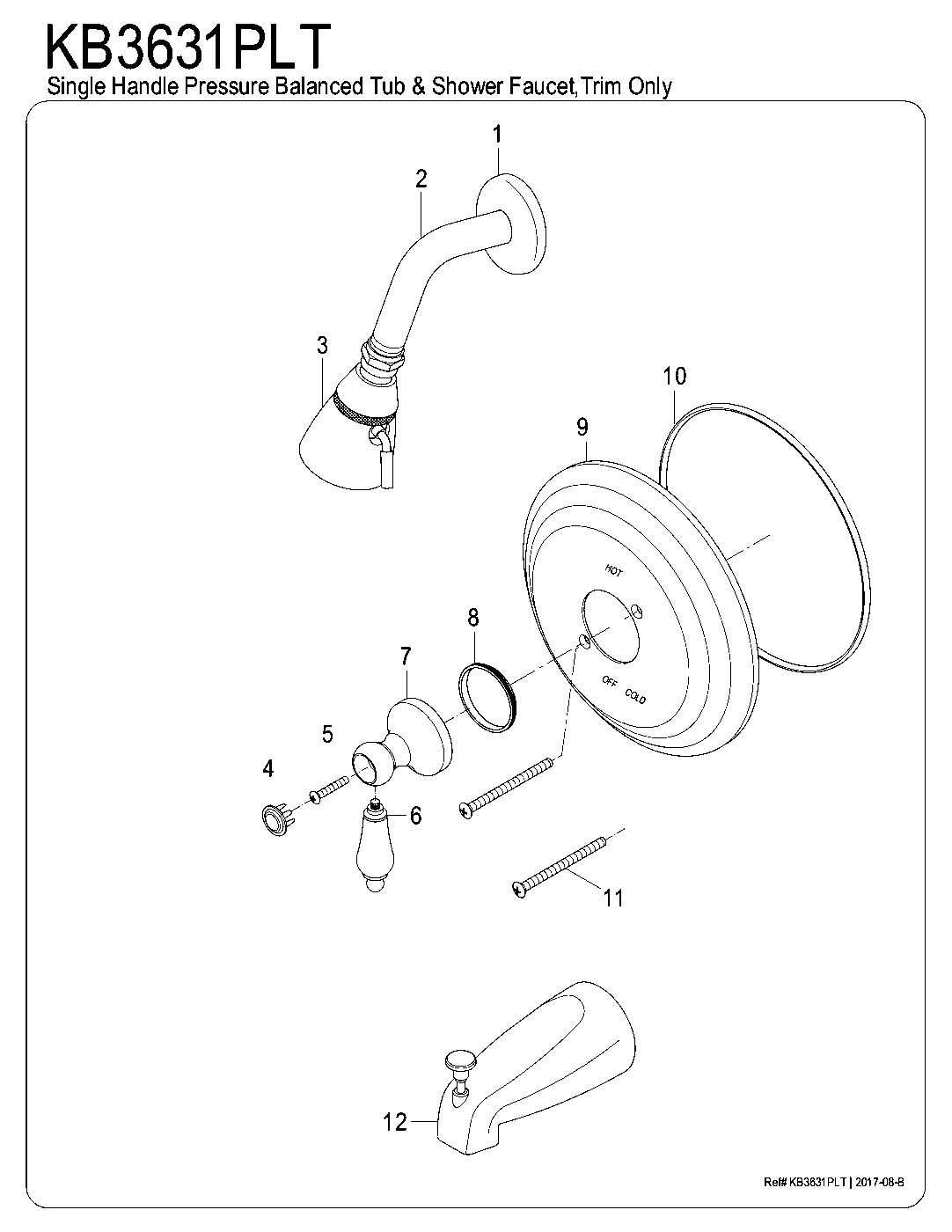 Kingston Brass KB3631PLT exploded parts diagram