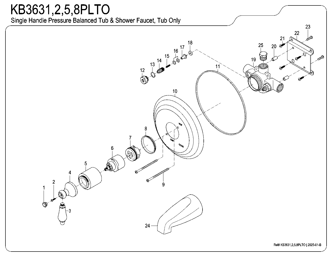 Vintage KB3631PLTO exploded parts diagram