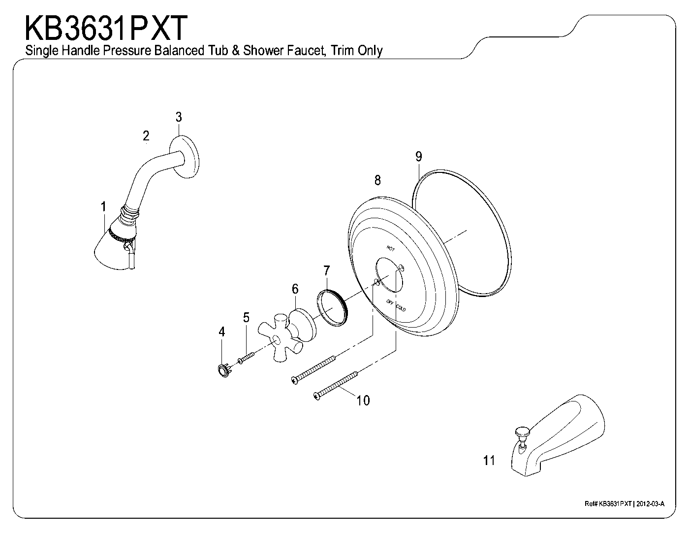 Kingston Brass KB3631PXT exploded parts diagram