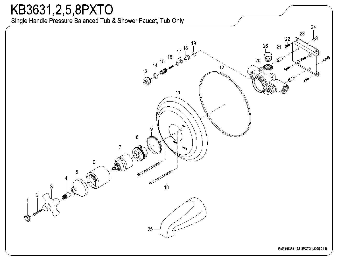 Vintage KB3631PXTO exploded parts diagram