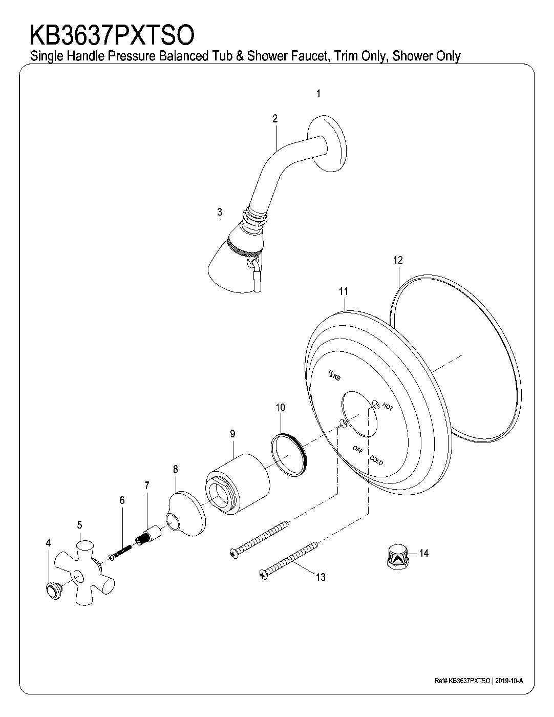 Restoration KB3637PXTSO exploded parts diagram