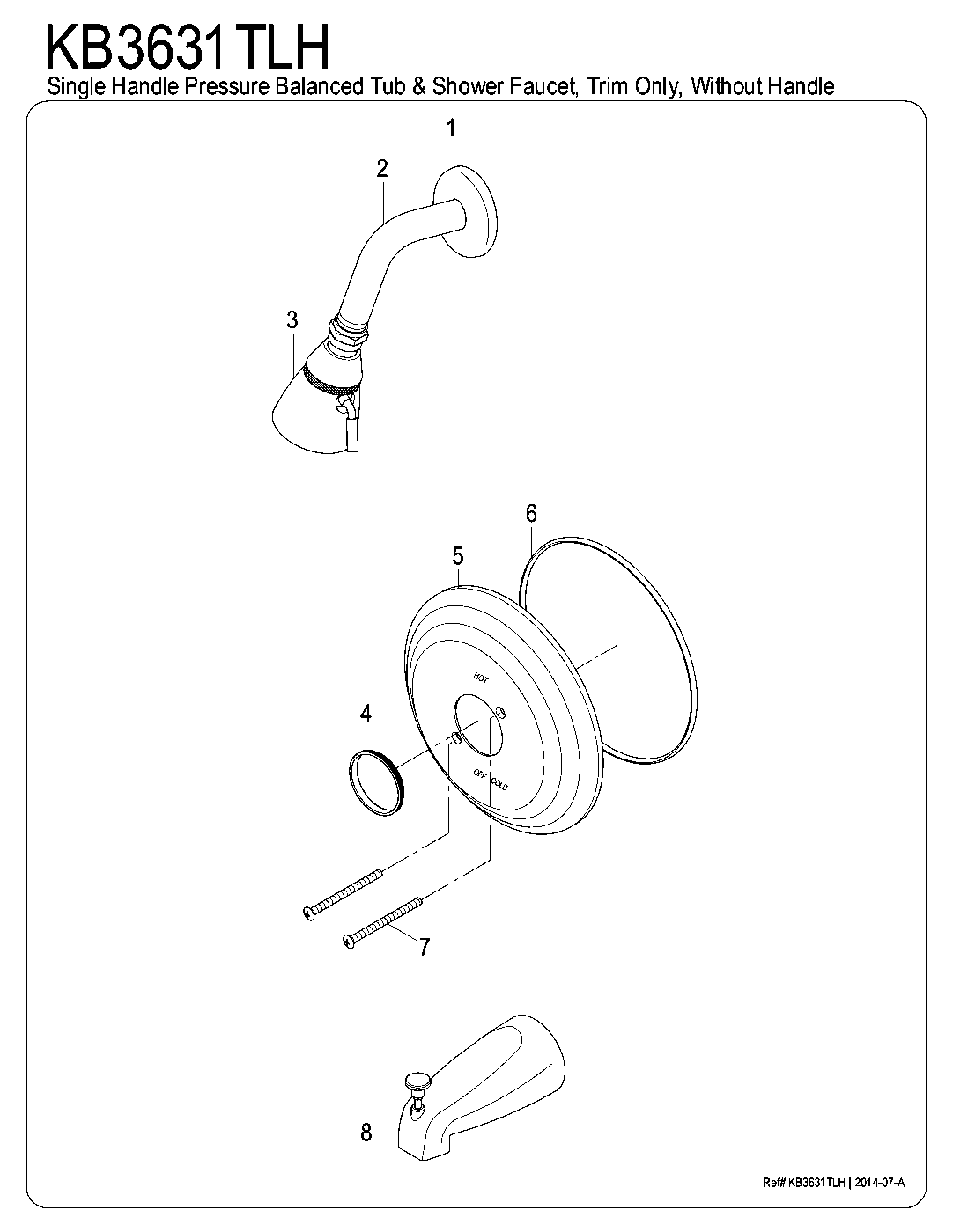 Kingston Brass KB3631TLH exploded parts diagram