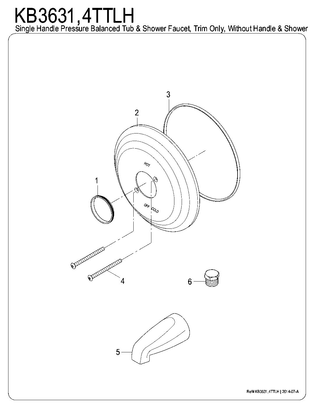 Kingston Brass KB3631TTLH exploded parts diagram