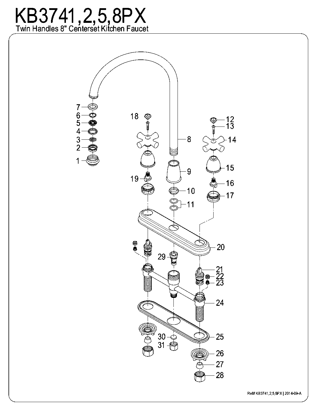 Restoration KB3741PX exploded parts diagram