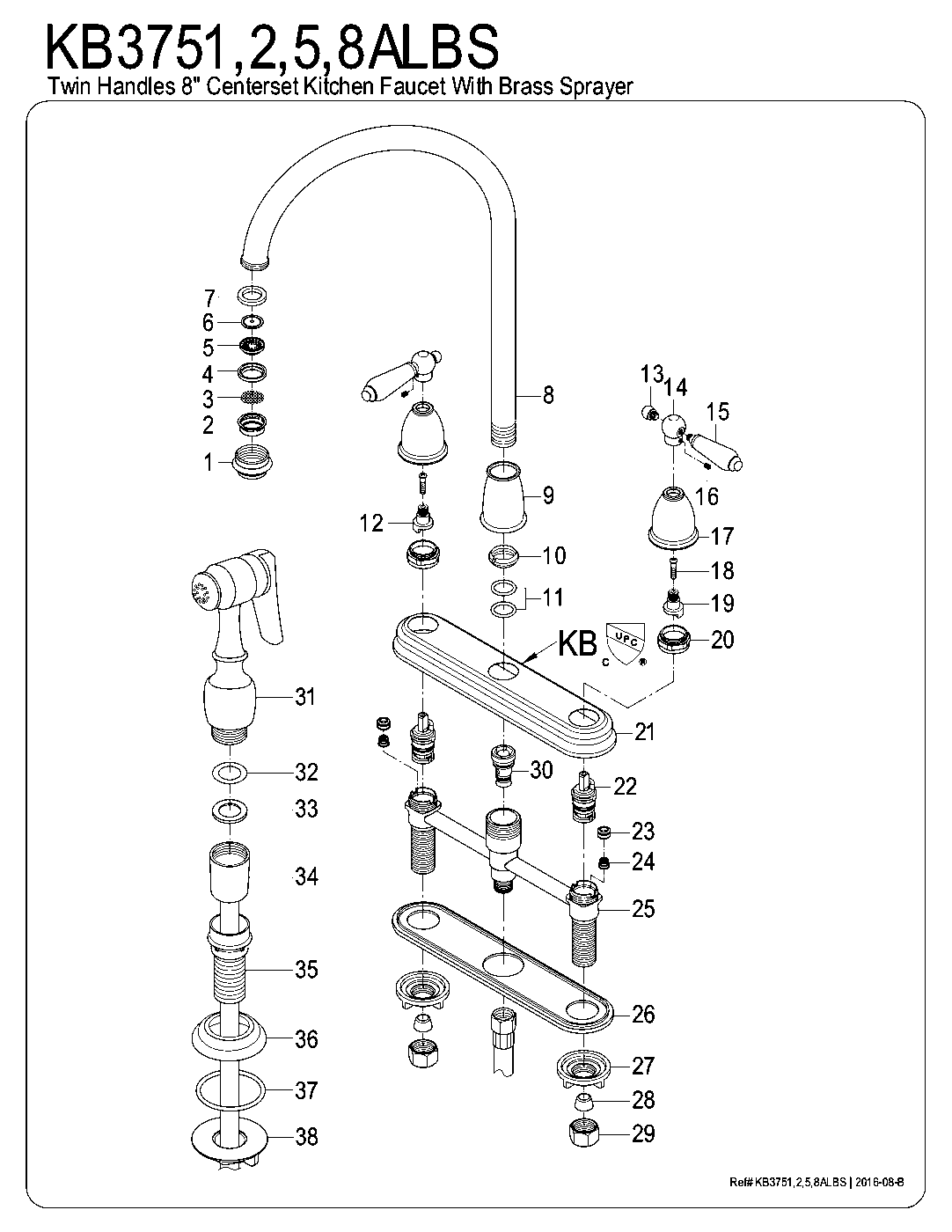 Restoration KB3751ALBS exploded parts diagram