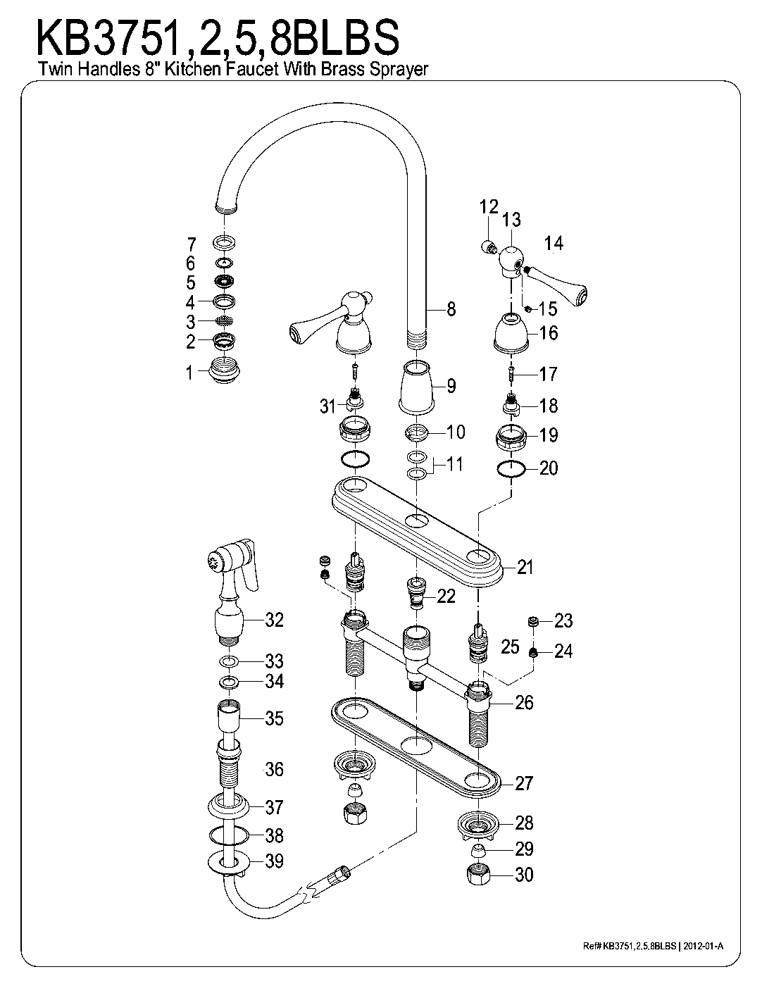 Vintage KB3751BLBS exploded parts diagram