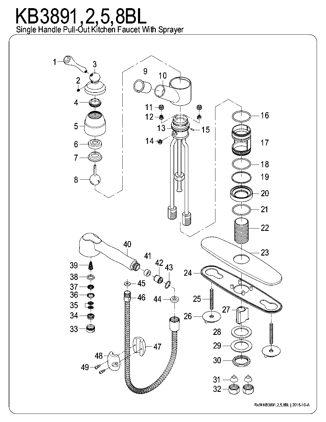 Vintage KB3891BL exploded parts diagram