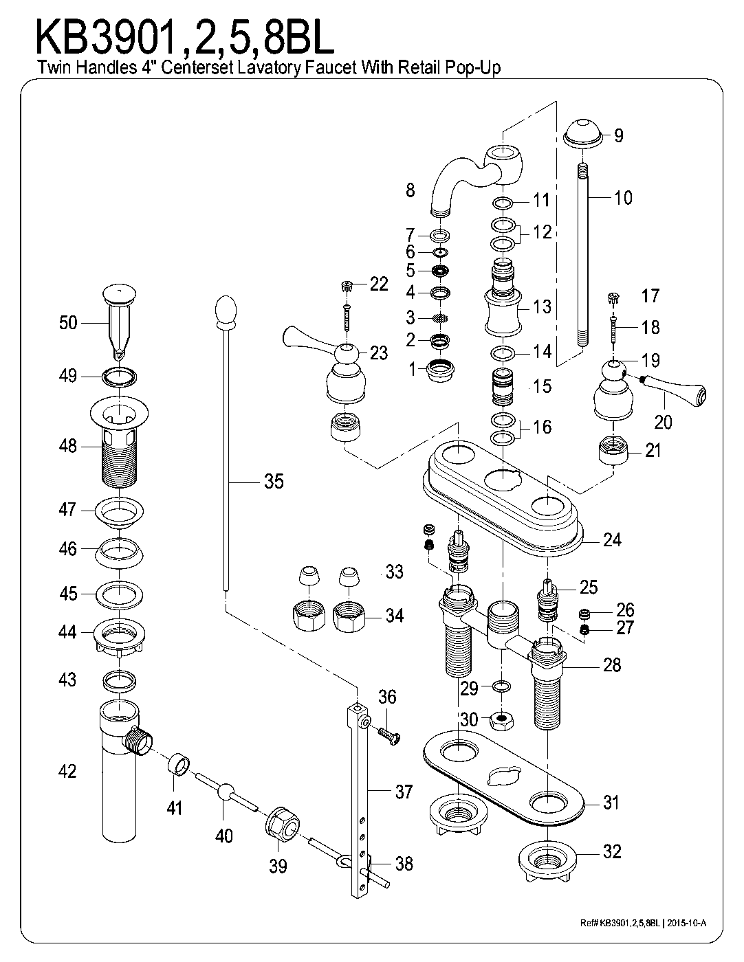 Vintage KB3905BL exploded parts diagram