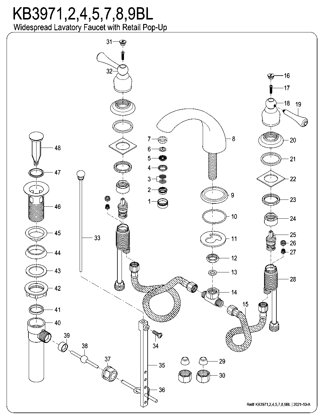 Vintage KB3971BL exploded parts diagram