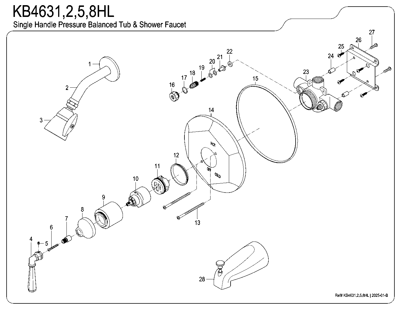 Metropolitan KB4631HL exploded parts diagram