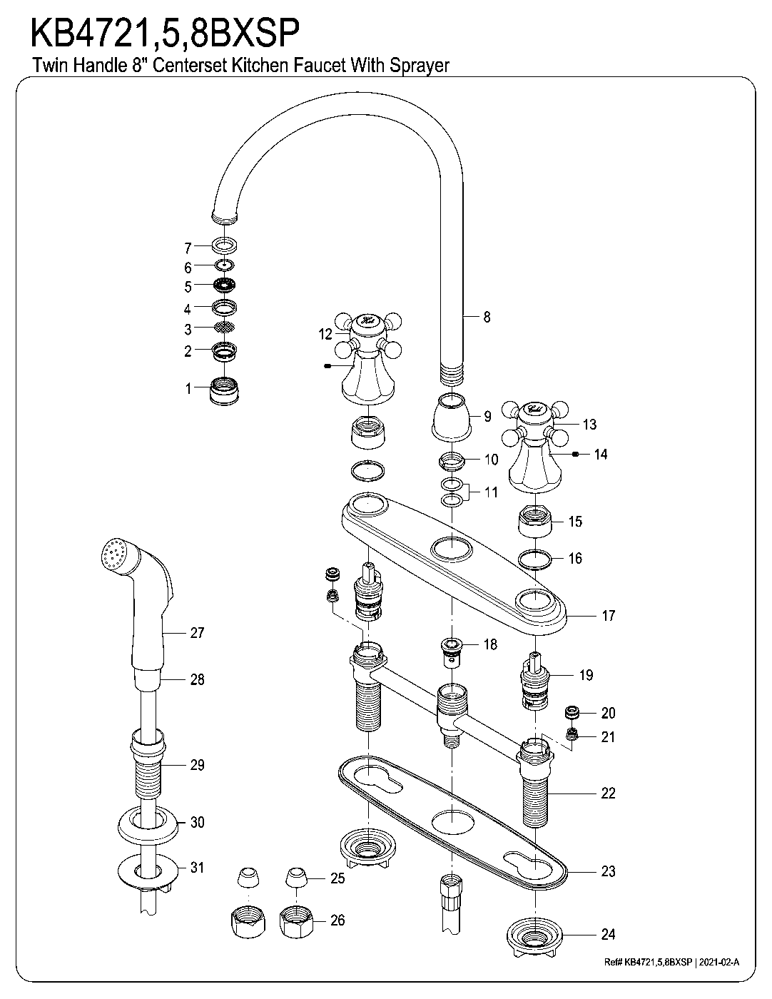Metropolitan KB4721BXSP exploded parts diagram