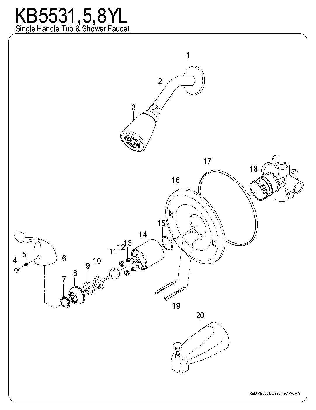 Yosemite KB5531YL exploded parts diagram