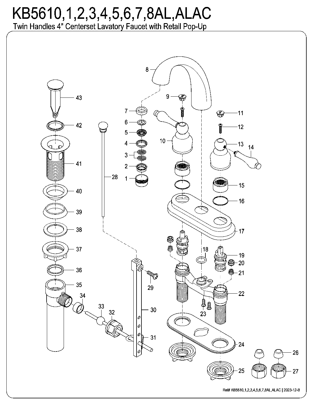 Restoration KB5610AL exploded parts diagram