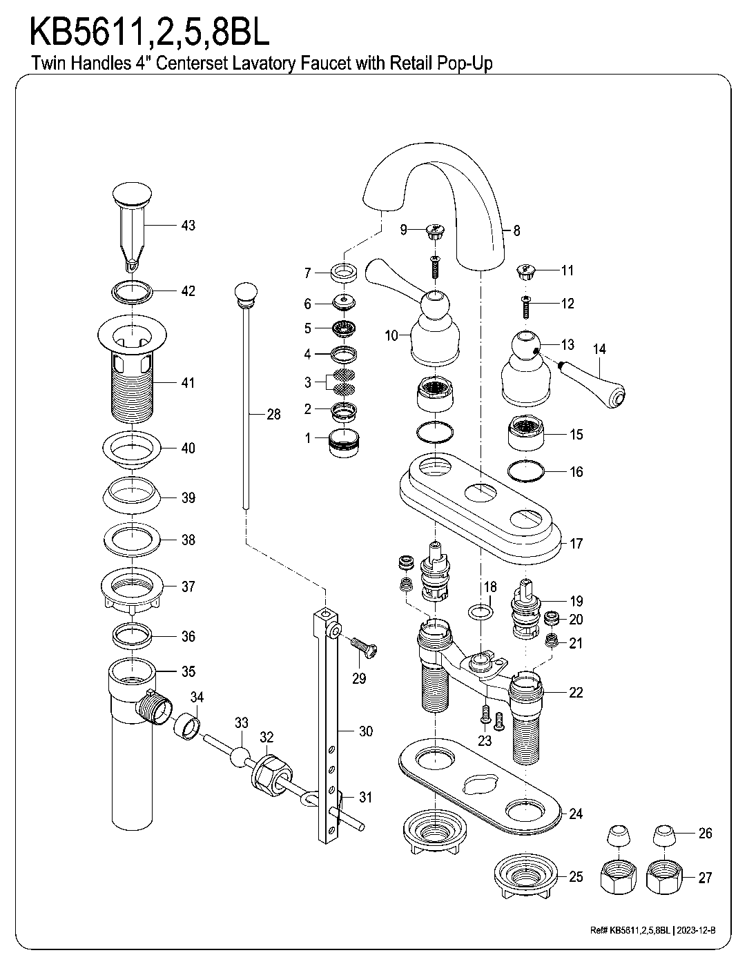 Vintage KB5611BL exploded parts diagram