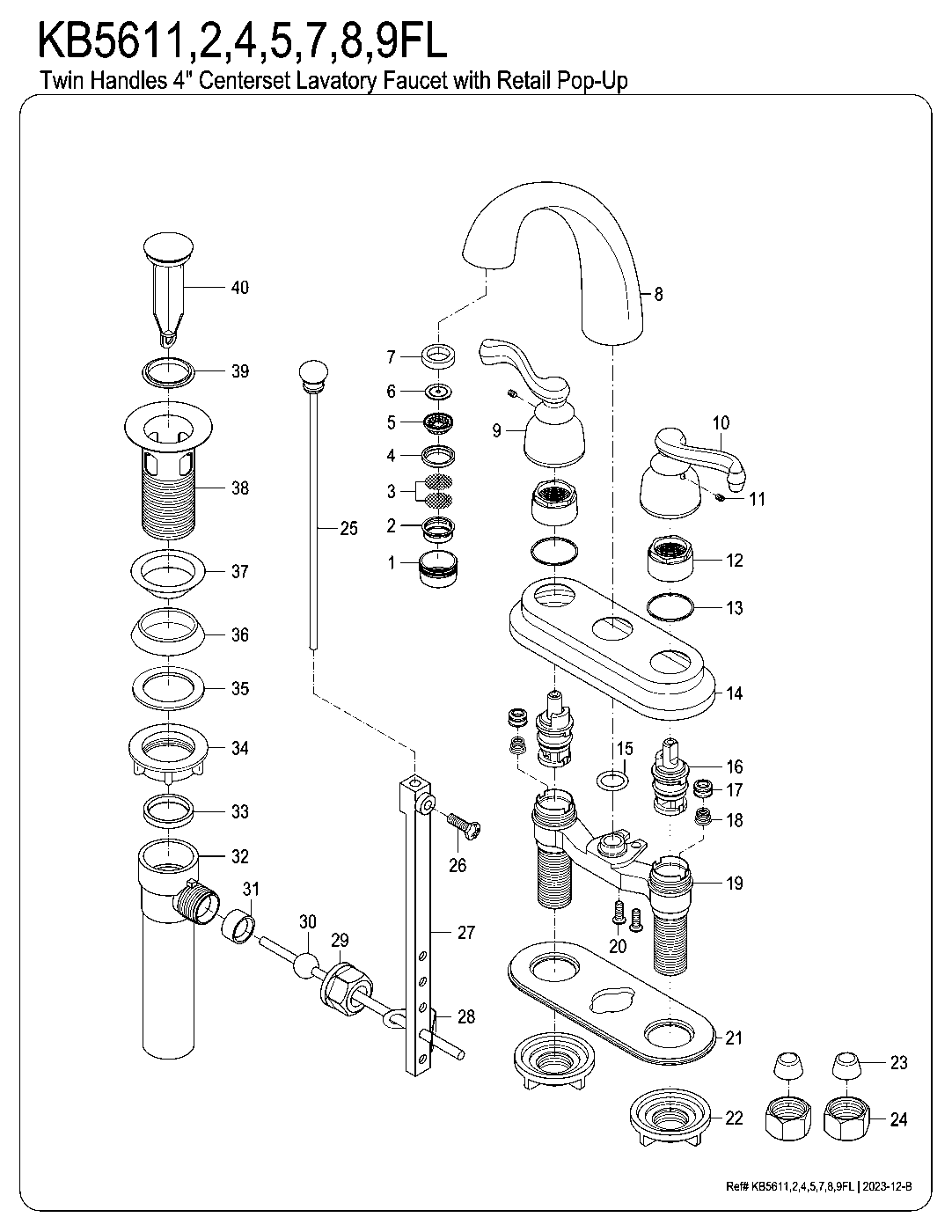 Vintage KB5611FL exploded parts diagram