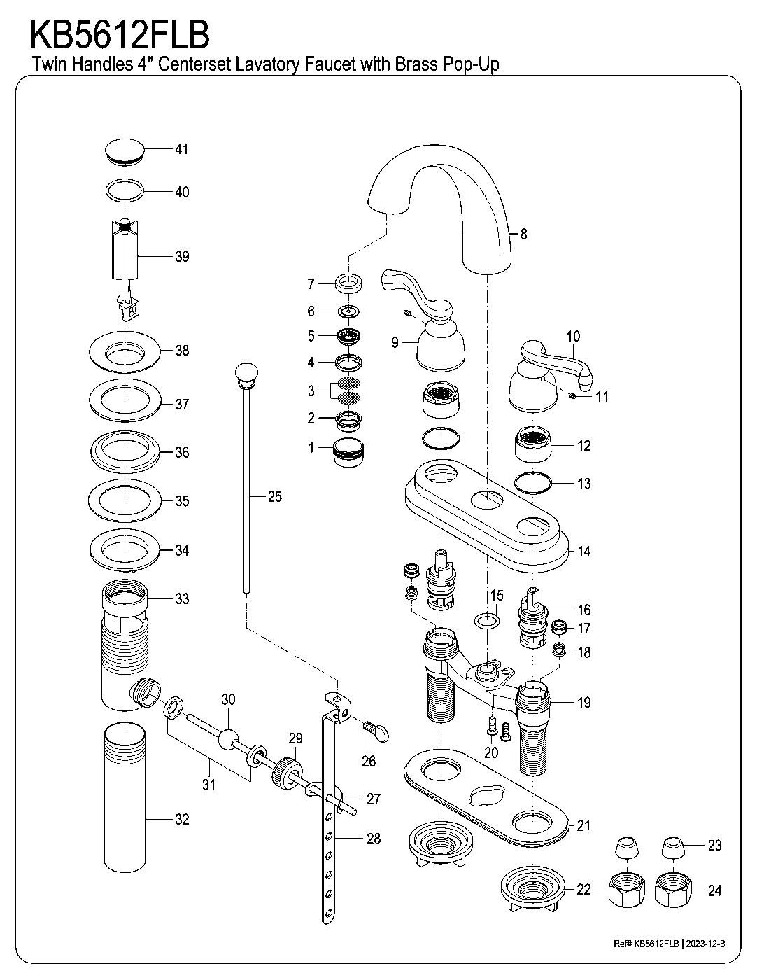 Kingston Brass KB5612FLB exploded parts diagram
