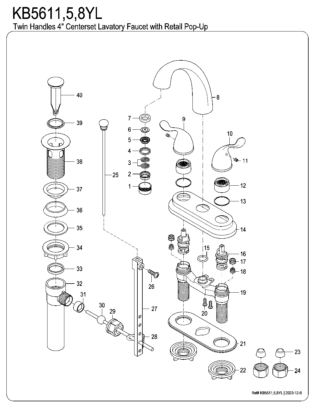 Yosemite KB5611YL exploded parts diagram