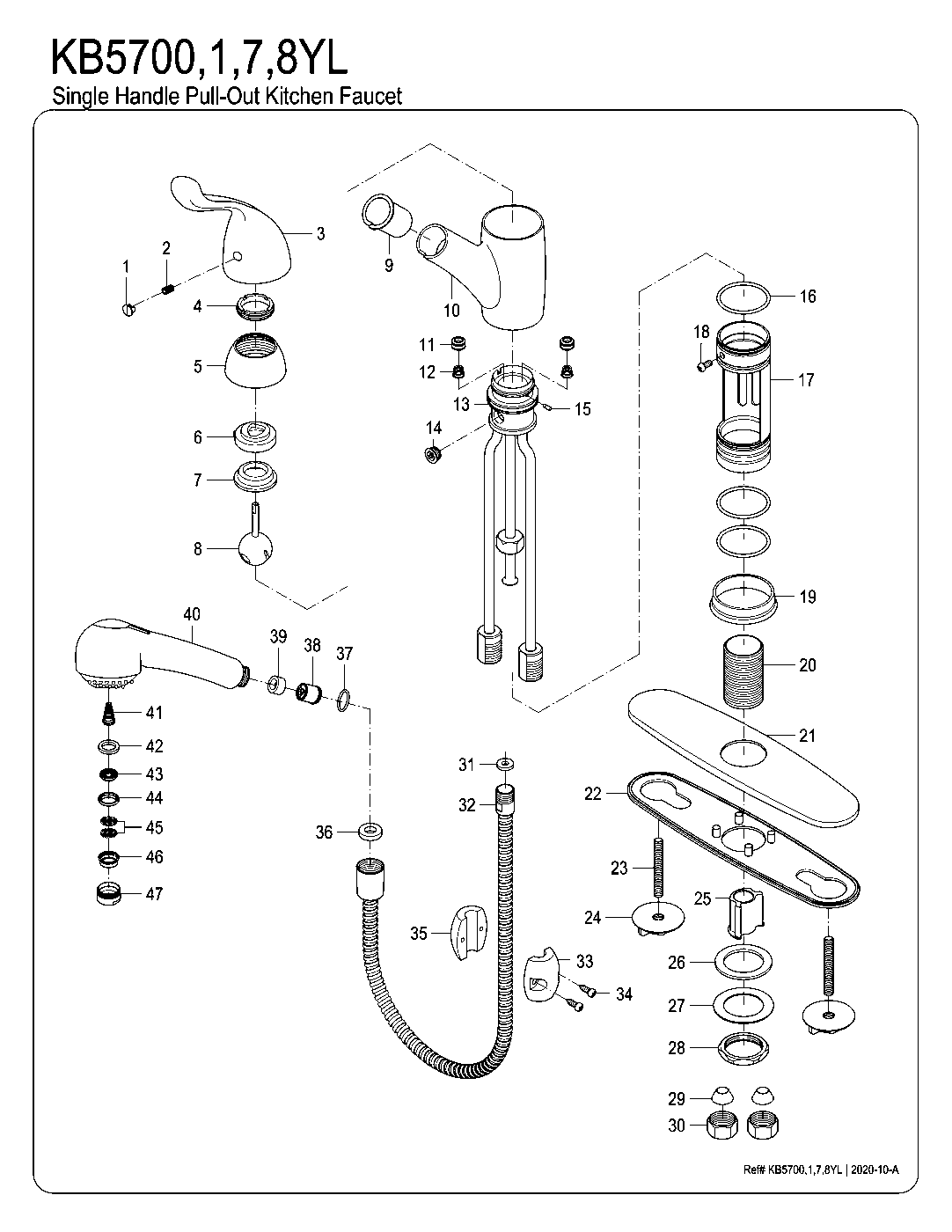 Yosemite KB5700YL exploded parts diagram
