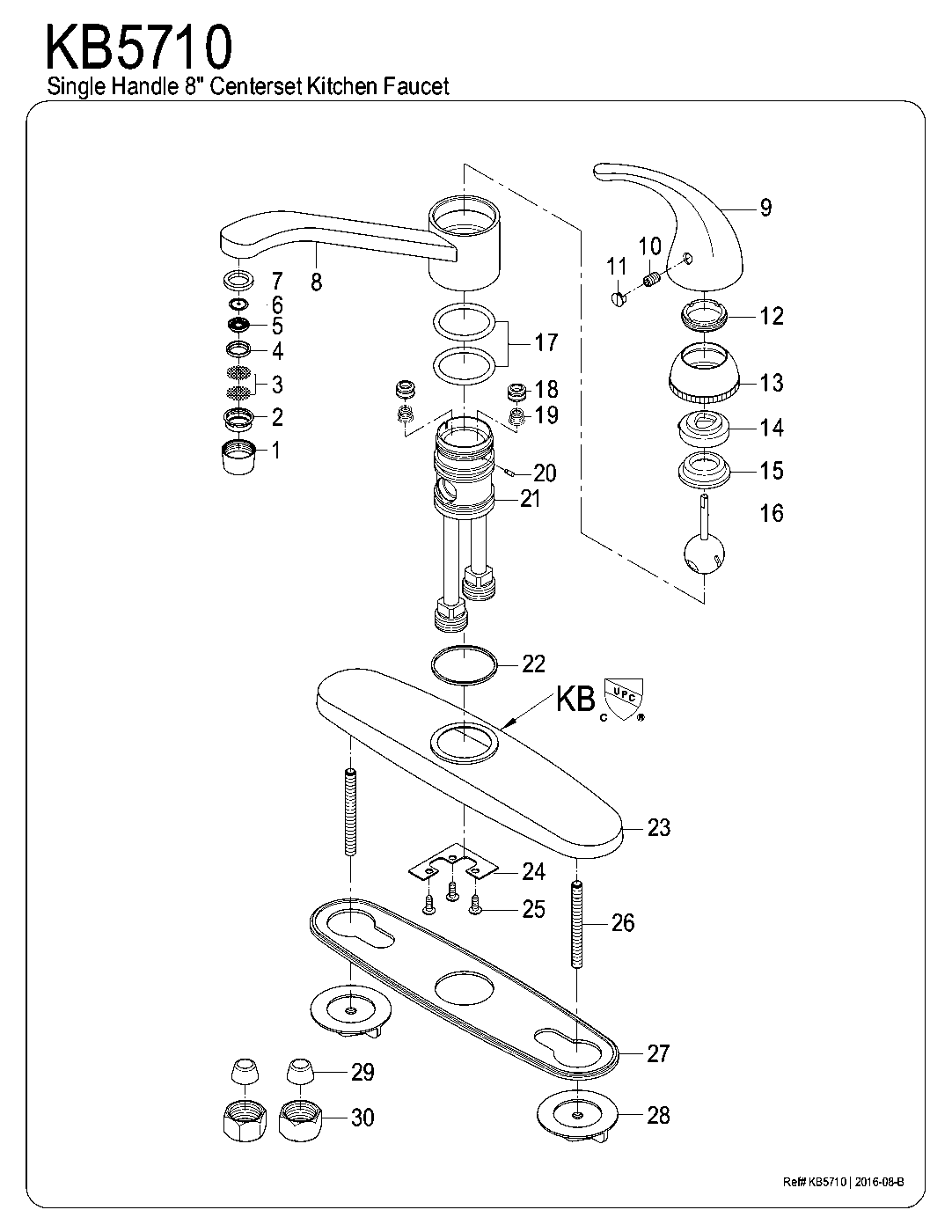 Kingston Brass KB5710 exploded parts diagram