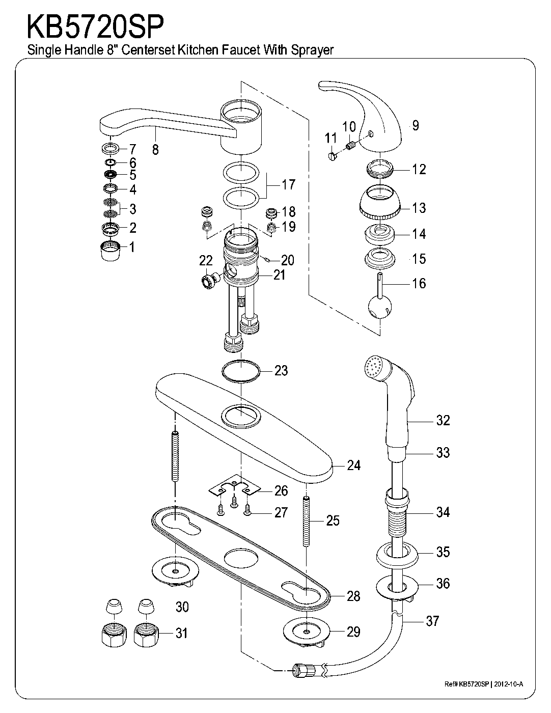 Kingston Brass KB5720SP exploded parts diagram