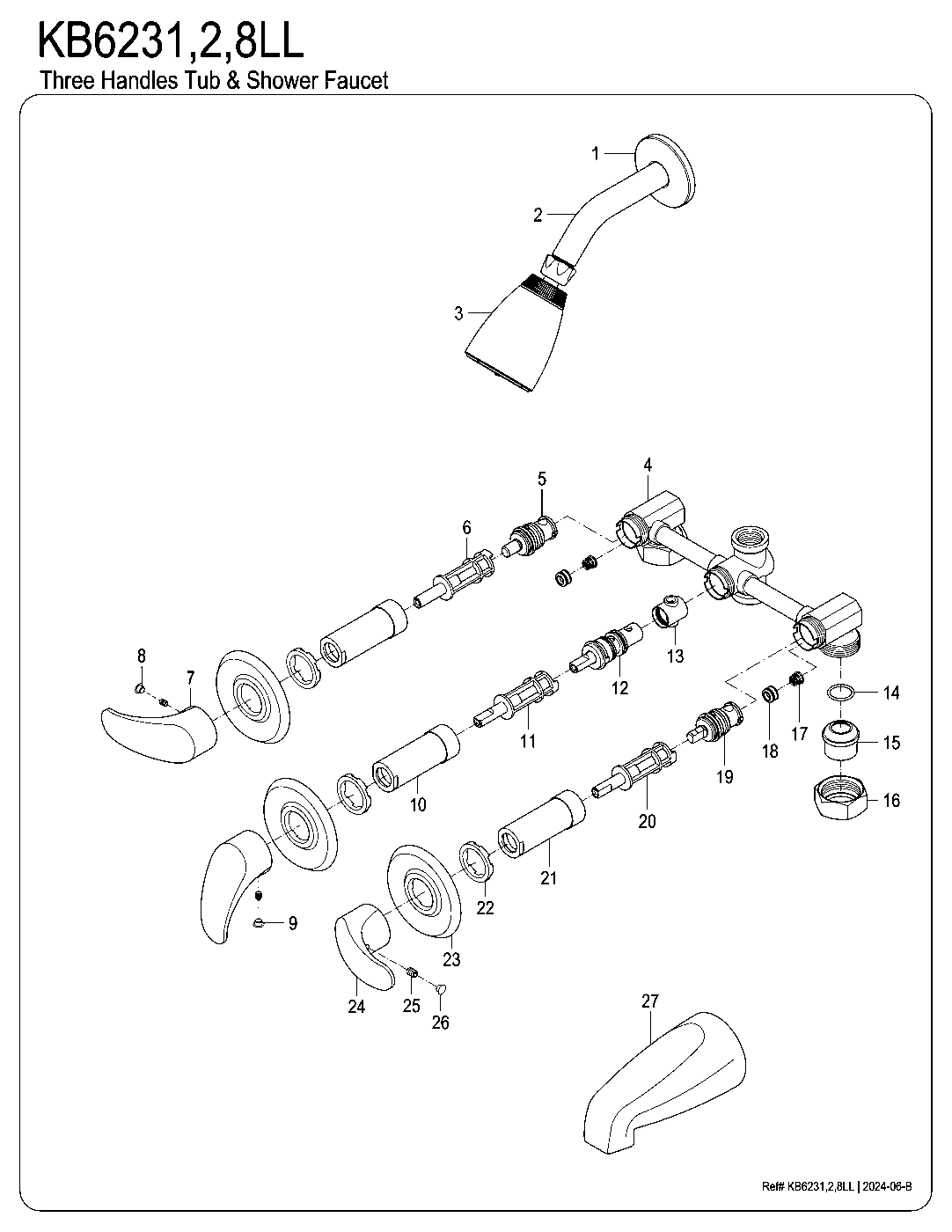 Legacy KB6230LL exploded parts diagram