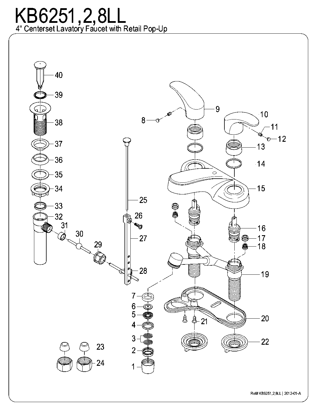 Legacy KB6251LL exploded parts diagram