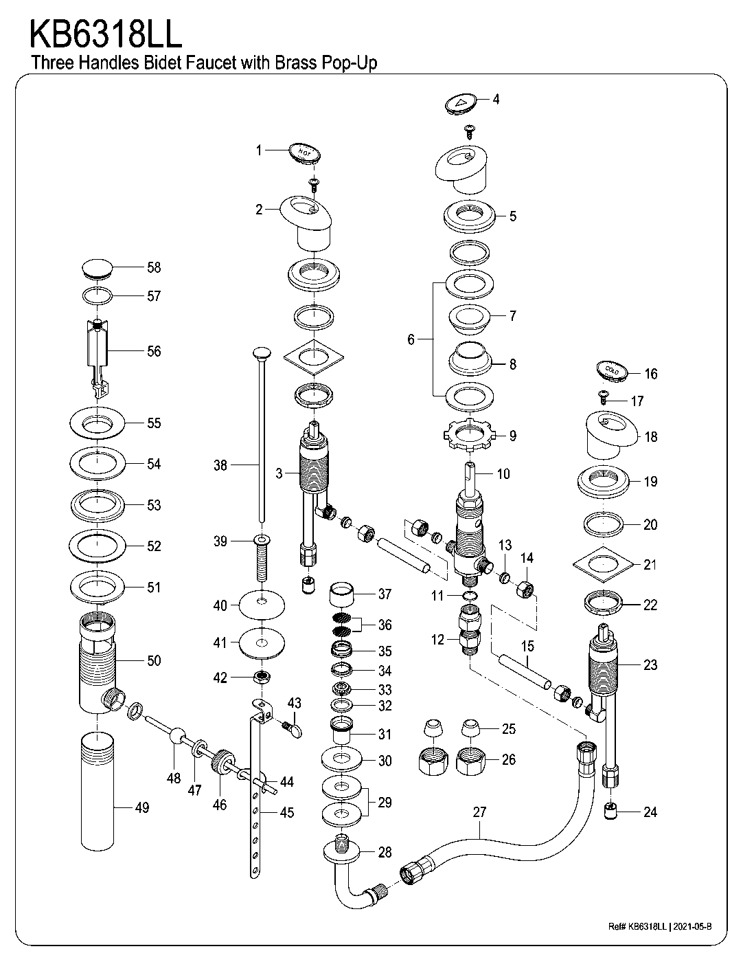 Legacy KB6318LL exploded parts diagram