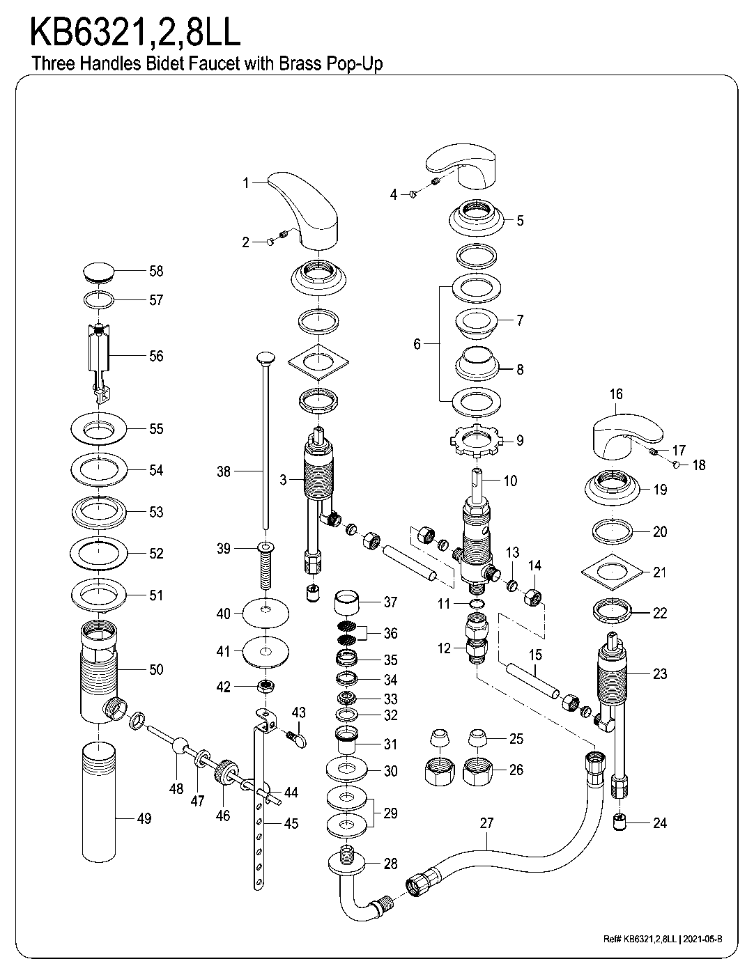 Kingston Brass KB6321LL exploded parts diagram