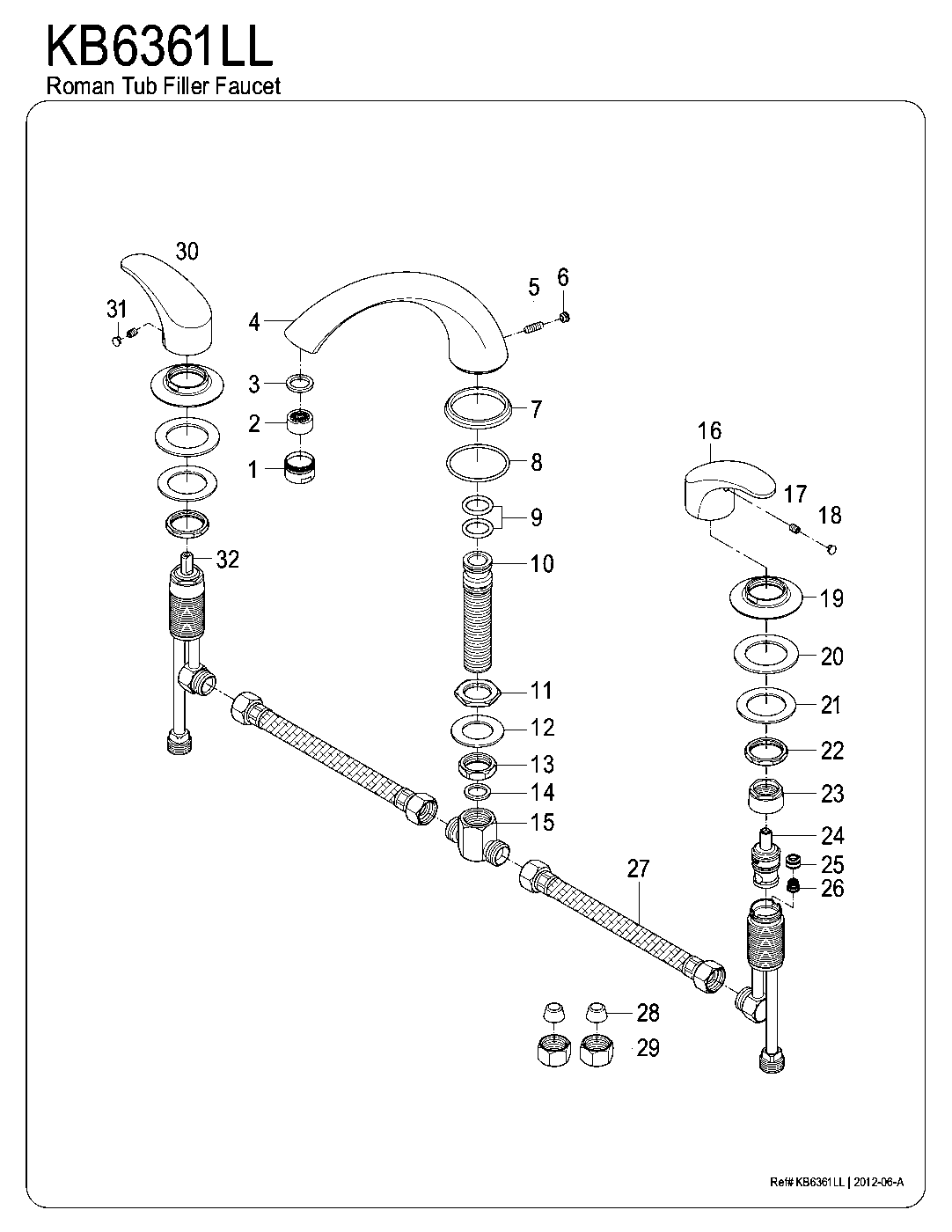 Kingston Brass KB6361LL exploded parts diagram