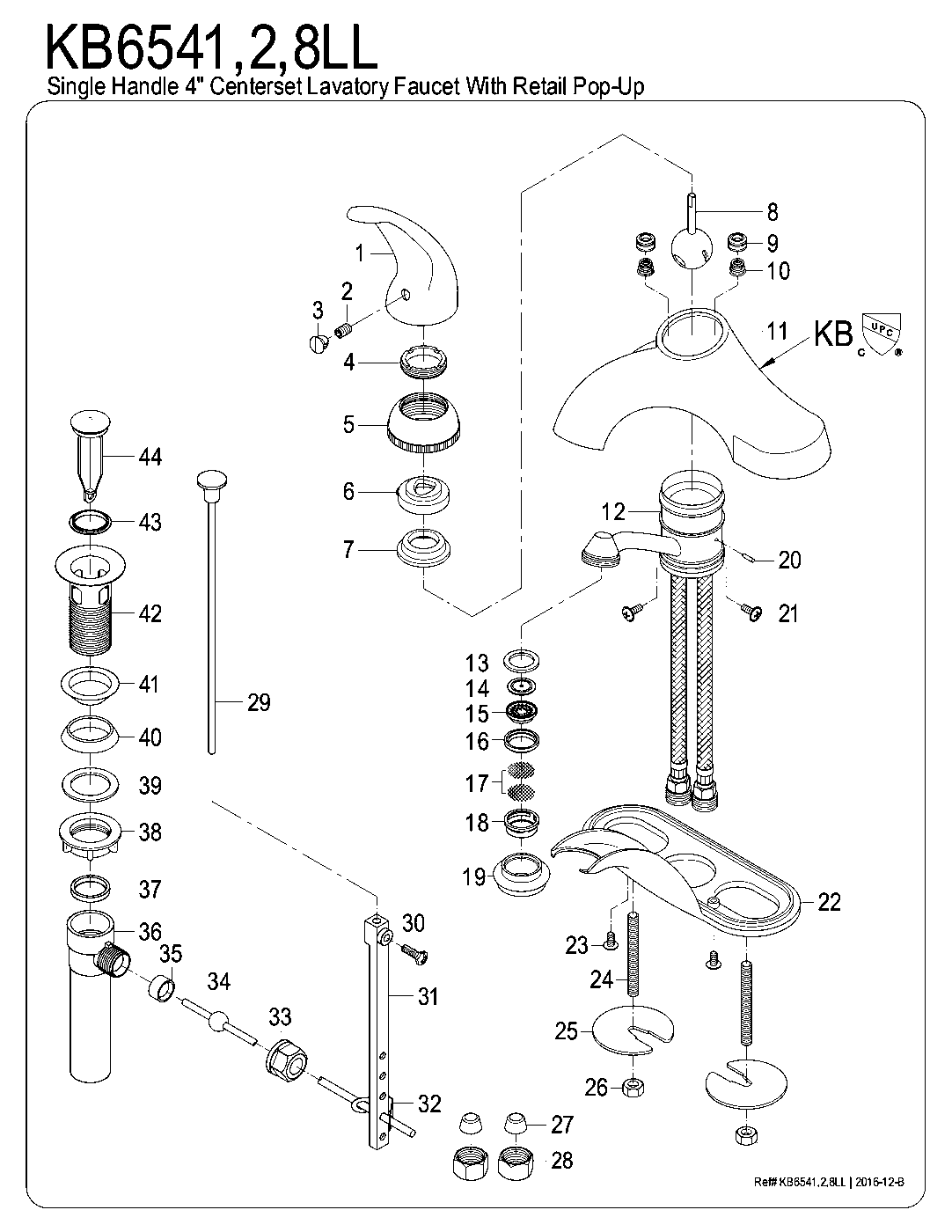 Kingston Brass KB6541LL exploded parts diagram