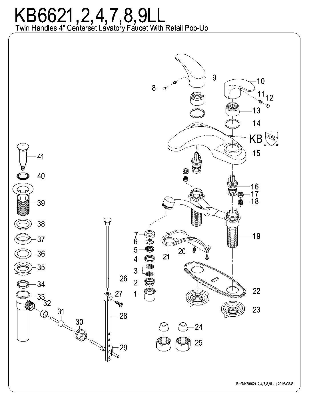Legacy KB6621LL exploded parts diagram