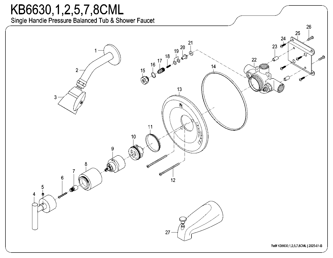 Manhattan KB6630CML exploded parts diagram